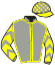 casaque portée par Grosso Mlle L. jockey du cheval de course SHORT FINAL, information pmu ZETURF