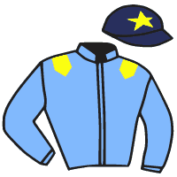 casaque portée par Piccone T. jockey du cheval de course PONTY, information pmu ZETURF