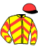 casaque portée par Denechere R. W. jockey du cheval de course ESBEIRIT, information pmu ZETURF
