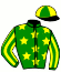 casaque portée par Barrier A. jockey du cheval de course GOLD DE LA COTE, information pmu ZETURF