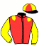 casaque portée par Thienne B. jockey du cheval de course HUGOLINE, information pmu ZETURF