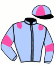 casaque portée par Dromigny T. jockey du cheval de course HERMINE THONIC, information pmu ZETURF