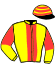casaque portée par Dromigny T. jockey du cheval de course JICEJY, information pmu ZETURF