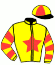 casaque portée par Grosbot R. jockey du cheval de course FLICKA DU BOCAGE, information pmu ZETURF