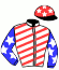 casaque portée par Chourre B. jockey du cheval de course IBILI DE ROMAZ, information pmu ZETURF