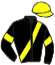 casaque portée par Dumas Mlle E. jockey du cheval de course JIVA DU DOUET, information pmu ZETURF