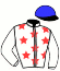 casaque portée par Baudouin L. jockey du cheval de course EXIL D'ERABLE (FR), information pmu ZETURF
