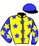 casaque portée par Desmigneux F. jockey du cheval de course FINE PERLE DU GITE (FR), information pmu ZETURF