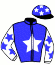 casaque portée par Goetz B. jockey du cheval de course EMOTION BLEUE (FR), information pmu ZETURF