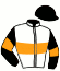 casaque portée par Duvaldestin C. jockey du cheval de course JACQUARD, information pmu ZETURF
