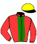 casaque portée par Ouvrie F. jockey du cheval de course ILLICO DE JAVIE, information pmu ZETURF
