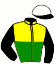 casaque portée par Huygens Mlle H. jockey du cheval de course IMPERIALE SMART, information pmu ZETURF