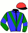 casaque portée par Madamet A. jockey du cheval de course AVENUE OF DREAMS, information pmu ZETURF