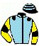 casaque portée par Lebouc Hug. jockey du cheval de course PERLE D'IVOIRE, information pmu ZETURF
