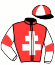 casaque portée par Barrois X. jockey du cheval de course IDEAL DU HOCQUET, information pmu ZETURF