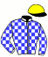 casaque portée par Koubiche Jér. jockey du cheval de course EMENCOURT BLEQUIN, information pmu ZETURF