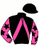 casaque portée par Dromigny T. jockey du cheval de course LISTED DU FOSSE, information pmu ZETURF