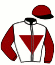 casaque portée par Chevillard T. jockey du cheval de course HARIBOISE (AQ), information pmu ZETURF