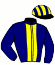 casaque portée par Baude S. jockey du cheval de course BLEU CIEL (FR), information pmu ZETURF