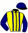 casaque portée par Abrivard A. jockey du cheval de course HOMELIE (FR), information pmu ZETURF