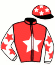 casaque portée par Delaroche D. jockey du cheval de course IRENE DU CHERISAY (FR), information pmu ZETURF