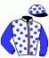 casaque portée par Abrivard M. jockey du cheval de course IDAHO LEGEND, information pmu ZETURF
