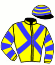 casaque portée par Rousset Y. jockey du cheval de course RUUDJE, information pmu ZETURF