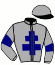casaque portée par Crampe M. jockey du cheval de course CRICKET D'ARGENT, information pmu ZETURF