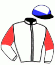 casaque portée par Piccone T. jockey du cheval de course ORION ROCK, information pmu ZETURF