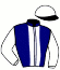 casaque portée par Ouvrie T. jockey du cheval de course EVASONN, information pmu ZETURF