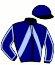 casaque portée par Trihollet A. jockey du cheval de course IXELLE BLEUE (FR), information pmu ZETURF