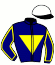 casaque portée par Ouvrie T. jockey du cheval de course MELLBY GLADER (SE), information pmu ZETURF