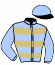 casaque portée par De Giles F. jockey du cheval de course HYJIE, information pmu ZETURF