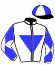 casaque portée par Bourillon Mlle M. jockey du cheval de course MANZANO, information pmu ZETURF
