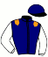 casaque portée par Velon Mlle M. jockey du cheval de course MALILOUVE, information pmu ZETURF