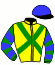casaque portée par Besnier H. jockey du cheval de course RED KITTEN, information pmu ZETURF