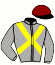 casaque portée par Duporte Mlle A. jockey du cheval de course TARAMANA, information pmu ZETURF