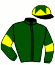 casaque portée par Plumas Y. jockey du cheval de course TORRIJOS, information pmu ZETURF