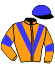 casaque portée par De Giles F. jockey du cheval de course IRIANA, information pmu ZETURF