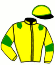 casaque portée par Gueranger J. P. jockey du cheval de course FOU DE QUESNY, information pmu ZETURF
