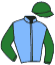casaque portée par Mangione R. jockey du cheval de course LIYA CHOPE, information pmu ZETURF