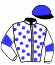 casaque portée par Beaurain T. jockey du cheval de course ACTA EST FABULA (FR), information pmu ZETURF