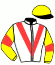 casaque portée par Zuliani L. jockey du cheval de course ENSOLEILLE (AQ), information pmu ZETURF