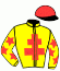 casaque portée par De Giles F. jockey du cheval de course HERE HE COMES, information pmu ZETURF