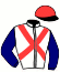 casaque portée par De Giles F. jockey du cheval de course CHAMPAGNE MYSTERY, information pmu ZETURF