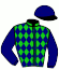 casaque portée par Lestrade B. jockey du cheval de course POLY GRANDCHAMP, information pmu ZETURF