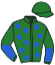 casaque portée par Behocaray Max. jockey du cheval de course THE VESPER, information pmu ZETURF
