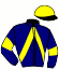 casaque portée par Brossard D. jockey du cheval de course HOLLY DE NARMONT, information pmu ZETURF