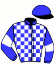 casaque portée par Brossard N. R. jockey du cheval de course ICE CREAM D'ETE, information pmu ZETURF
