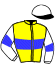 casaque portée par Brossard N. R. jockey du cheval de course JAQUITO DU VALLON, information pmu ZETURF